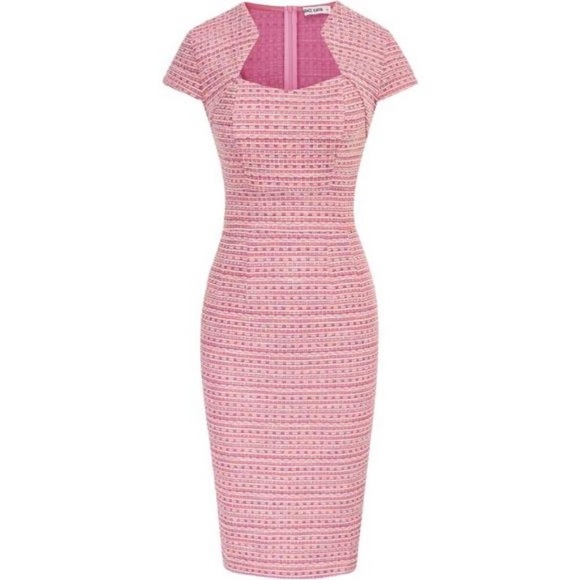 Women Pink Pencil Maxi Formal Office Attire Bodycon Elegant Cap Sleeve Dress - Picture 1 of 6